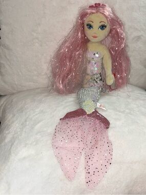 NEW TY Sea Sequins CORA Mermaid stuffed Plush Beanie Baby Doll